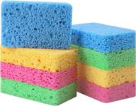 🧽 mmrh 12 pack kitchen sponges - non-scratch compressed cellulose dish sponge for washing and cleaning, natural and multicolors logo