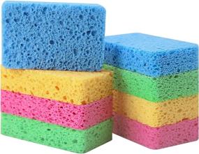 img 4 attached to 🧽 MMRH 12 Pack Kitchen Sponges - Non-Scratch Compressed Cellulose Dish Sponge for Washing and Cleaning, Natural and Multicolors