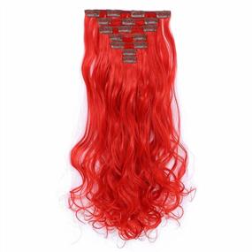 img 3 attached to Get The Perfect Party Look With SWACC 7 Piece Full Head Highlight Clip-On Hair Extensions - 20 Inch Curly Red Synthetic Hairpieces