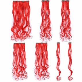 img 2 attached to Get The Perfect Party Look With SWACC 7 Piece Full Head Highlight Clip-On Hair Extensions - 20 Inch Curly Red Synthetic Hairpieces
