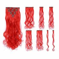 get the perfect party look with swacc 7 piece full head highlight clip-on hair extensions - 20 inch curly red synthetic hairpieces logo