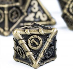 img 3 attached to Ancient Bronze UDIXI Metal Dice Set For D&D - 7 Piece Polyhedral Dice Set With Unique Pipes Frame Design For Dungeons And Dragons Role Playing Games