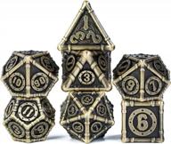 ancient bronze udixi metal dice set for d&d - 7 piece polyhedral dice set with unique pipes frame design for dungeons and dragons role playing games logo