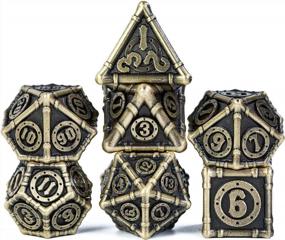 img 4 attached to Ancient Bronze UDIXI Metal Dice Set For D&D - 7 Piece Polyhedral Dice Set With Unique Pipes Frame Design For Dungeons And Dragons Role Playing Games