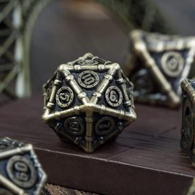 img 1 attached to Ancient Bronze UDIXI Metal Dice Set For D&D - 7 Piece Polyhedral Dice Set With Unique Pipes Frame Design For Dungeons And Dragons Role Playing Games