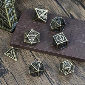 img 2 attached to Ancient Bronze UDIXI Metal Dice Set For D&D - 7 Piece Polyhedral Dice Set With Unique Pipes Frame Design For Dungeons And Dragons Role Playing Games