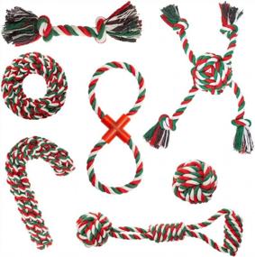 img 4 attached to PUPTECK Christmas Dog Rope Toys - 7 Pack Durable Training Chew Ropes Benefit Dog Dental Cleaning And Health, Strong Interactive Dog Toys For Small And Medium Dogs