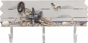 img 2 attached to Nautical Coat Rack With 3 Hooks And Decorative Seaside Elements - Wall Mounted Wood Design With Starfish, Seagull, Seashells, And White Sand Theme