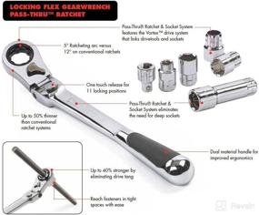 img 1 attached to 🔧 GEARWRENCH 3/8-inch Drive Pass-Thru XL Locking Flex Head Ratchet - 12 inches, 72 Teeth (Model: 893800)