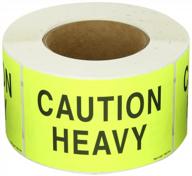 500 fluorescent yellow warning stickers, 3" x 5", for shipping, handling, packing, and moving - caution heavy - aviditi tape logic logo