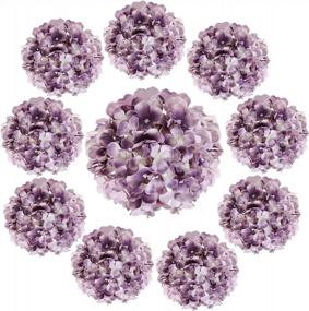 img 4 attached to 10 Pack Artificial Silk Hydrangea Heads With Stems For Home Decor Wedding Centerpiece Gradient Purple