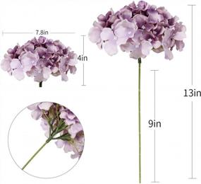 img 2 attached to 10 Pack Artificial Silk Hydrangea Heads With Stems For Home Decor Wedding Centerpiece Gradient Purple