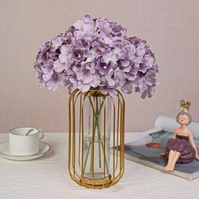 img 1 attached to 10 Pack Artificial Silk Hydrangea Heads With Stems For Home Decor Wedding Centerpiece Gradient Purple