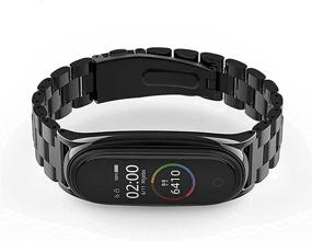 img 3 attached to 🔗 Metal Strap Replacement for Mi Band 6, Mi Band 5, 4 & 3 - Stainless Steel Bracelet (Black)