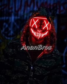 img 2 attached to LED Halloween Mask - AnanBros Scary Masquerade Cosplay Face Mask With Lighting Effects For Men, Women, And Kids