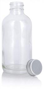 img 2 attached to Set Of 12 Clear Glass Boston Round Bottles With Silver Metal Screw-On Caps And Included Funnel
