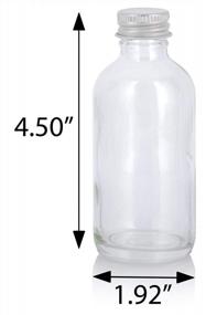 img 3 attached to Set Of 12 Clear Glass Boston Round Bottles With Silver Metal Screw-On Caps And Included Funnel