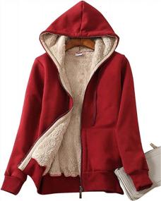 img 4 attached to Winter Sherpa Jacket For Women: Casual, Warm, Zip-Up Hooded Coat With Fleece Lining