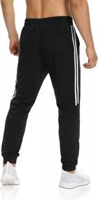img 1 attached to Mens Joggers With Pockets Athletic Tapered Yoga Sweatpants Workout Gym Running 2-Stripes Track Pants By DIBAOLONG