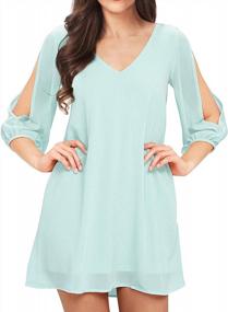 img 4 attached to Stylish And Comfortable Women'S 3/4 Sleeve Shift Dress With V-Neck And Chiffon Details