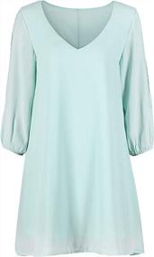 img 3 attached to Stylish And Comfortable Women'S 3/4 Sleeve Shift Dress With V-Neck And Chiffon Details