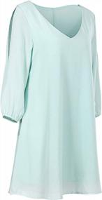 img 1 attached to Stylish And Comfortable Women'S 3/4 Sleeve Shift Dress With V-Neck And Chiffon Details