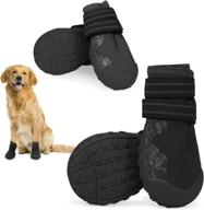 🐾 waterproof dog booties for large medium dogs - reflective strap, anti-slip rubber sole dog shoes | comfortable paw protectors for walking, jogging, hiking | indoor outdoor, hardwood floor логотип