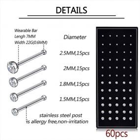img 3 attached to Stylish And Durable 20G Stainless Steel Nose Rings, Hoops, Bones, Studs, L-Shape, Screw, Cartilage, Tragus Piercings - Set Of 16-100 Pieces - Fashionable And Functional Jewelry For Men And Women