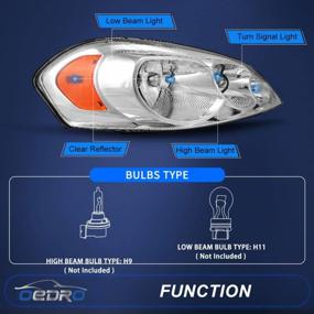 img 3 attached to Upgrade Your Chevy Impala/Monte Carlo With OEDRO Headlights Assembly: Chrome Housing, Clear Lens, Amber Reflector