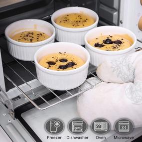 img 2 attached to KitchenTour Ceramic Souffle Dishes 8 Ounces Oven Safe Ramekins For Baking Souffle, Creme Brulee, Pudding, Custard Cups - Set Of 6
