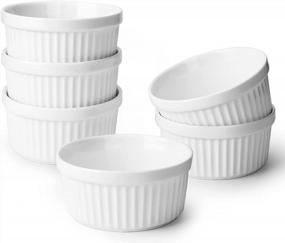 img 4 attached to KitchenTour Ceramic Souffle Dishes 8 Ounces Oven Safe Ramekins For Baking Souffle, Creme Brulee, Pudding, Custard Cups - Set Of 6