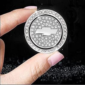 img 1 attached to 💎 2Pcs Chevy Engine Start Stop Ignition Push Button Emblem Sticker with Bling Crystal Rhinestone Cover Protector Ring Sticker - Enhancing Chevy's Bling Accessories