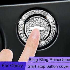 img 2 attached to 💎 2Pcs Chevy Engine Start Stop Ignition Push Button Emblem Sticker with Bling Crystal Rhinestone Cover Protector Ring Sticker - Enhancing Chevy's Bling Accessories