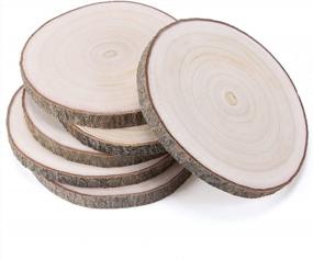 img 4 attached to Large Round Rustic Wood Slices For DIY Projects - Set Of 6, 9-11 Inch Paulownia Slices For Wedding Centerpieces, Table Decorations And More