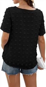 img 1 attached to Женская шифоновая блузка с коротким рукавом и круглым вырезом, рубашка с помпонами, топ