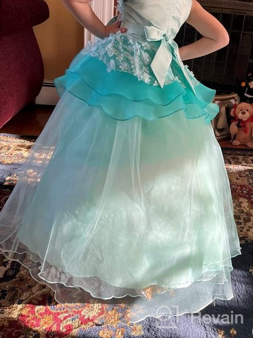 img 1 attached to Stunning NNJXD Princess Pageant Dresses for Girls - Sleeveless Embroidery Kids Prom Ball Gown review by Brian Barnes