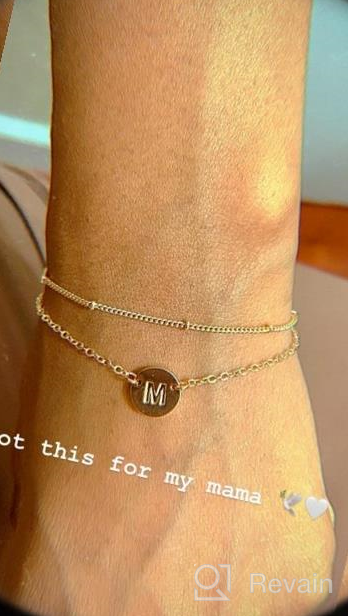 img 1 attached to Dainty 14K Gold Filled Initial Bracelets with Personalized Disc Monogram Charm - Perfect Gift for Women & Girls by MONOZO review by John Benjamin