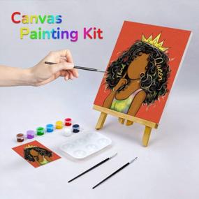 img 3 attached to Afro Queen Paint Art Set - холст 8X10, предварительно нарисованный для рисования, комплект для вечеринки для взрослых, принадлежности для вечеринок.