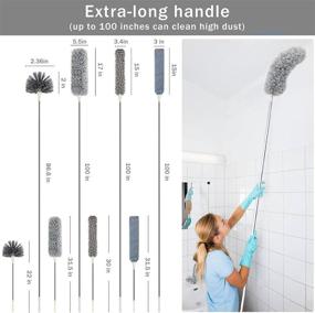 img 3 attached to 🧹 6-Pack Bendable & Washable Microfiber Feather Dusters with Stainless Steel Extension Pole – Ideal for Cleaning Hard-to-Reach Areas such as Ceiling Fans, High Ceilings, Blinds, Furniture, and Cars