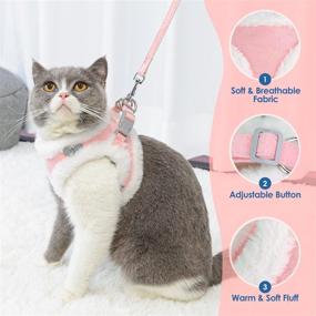 img 2 attached to 🐈 Escape-Proof Cat Harness and Leash Set: SlowTon Plush Edge Adjustable Vest for Safe Walking with Reflective Strap – Ideal for Cats, Kittens, and Puppies