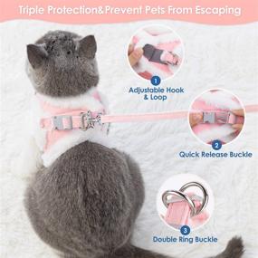 img 1 attached to 🐈 Escape-Proof Cat Harness and Leash Set: SlowTon Plush Edge Adjustable Vest for Safe Walking with Reflective Strap – Ideal for Cats, Kittens, and Puppies