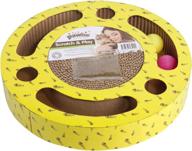 🐾 pawise cat scratcher cardboard: reversible kitty scratching pad lounge with interactive toy logo