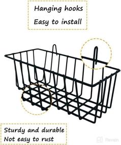 img 2 attached to 🧺 Multifunctional Wall Grid Panel Hanging Wire Baskets for Kitchen and Home Decor, 2-Pack, Black