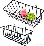 🧺 multifunctional wall grid panel hanging wire baskets for kitchen and home decor, 2-pack, black логотип