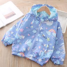 img 3 attached to 🦄 Adorable Girls Cartoon Unicorn Zip Hooded Jacket: Toddler's Pink Light Spring Windbreaker with Flamingo Design