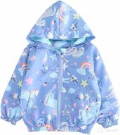 🦄 adorable girls cartoon unicorn zip hooded jacket: toddler's pink light spring windbreaker with flamingo design logo