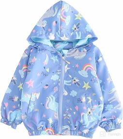 img 4 attached to 🦄 Adorable Girls Cartoon Unicorn Zip Hooded Jacket: Toddler's Pink Light Spring Windbreaker with Flamingo Design