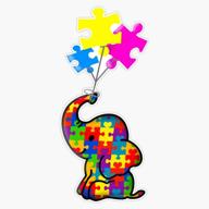 autism awareness elephant magnet: cute puzzle piece bumper sticker car magnet – 5 inch vinyl, reusable & flexible (lab-ctmagnets-888) logo