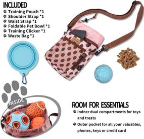 img 3 attached to 🐶 FANCYDELI Dog Treat Training Pouch with Waist Belt & Shoulder Strap - Pink, Easily Access Pet Toys, Kibble, Treats, Poop Bag, Clicker, Collapsible Bowl, Built-in Waste Bag Dispenser