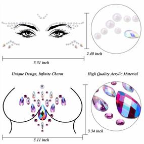 img 3 attached to SIQUK Самоклеящиеся украшения для лица и тела со стразами и массивным блеском - упаковка из 10 листов для фестивалей, рейвов, карнавалов и вечеринок